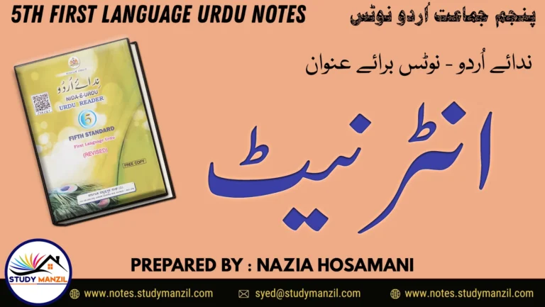 Notes For Class 5 Urdu Lesson Internet | پنجم جماعت اُردو نوٹس سبق انٹرنیٹ