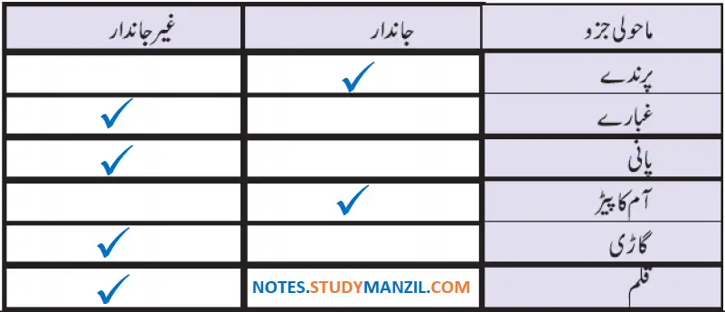 Notes For Class 5 EVS Jandaro Ki Dunia | پنجم جماعت ماحولیاتی مطالعہ نوٹس سبق جانداروں کی دنیا 6 - Study Manzil Notes Notes For Class 5 EVS Jandaro Ki Dunia | پنجم جماعت ماحولیاتی مطالعہ نوٹس سبق جانداروں کی دنیا