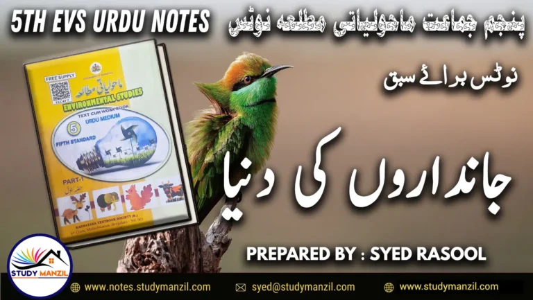 Notes For Class 5 EVS Jandaro Ki Dunia | پنجم جماعت ماحولیاتی مطالعہ نوٹس سبق جانداروں کی دنیا 2 - Study Manzil Notes Notes For Class 5 EVS Jandaro Ki Dunia | پنجم جماعت ماحولیاتی مطالعہ نوٹس سبق جانداروں کی دنیا