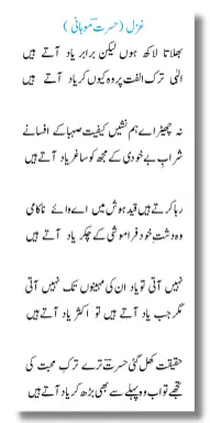 Notes For Class 9 Urdu Gazal - Hasrat Mohani | نہم جماعت اُردو نوٹس کلاسکی غزلیں حسرت ؔ موہانی | www.notes.studymanzil.com