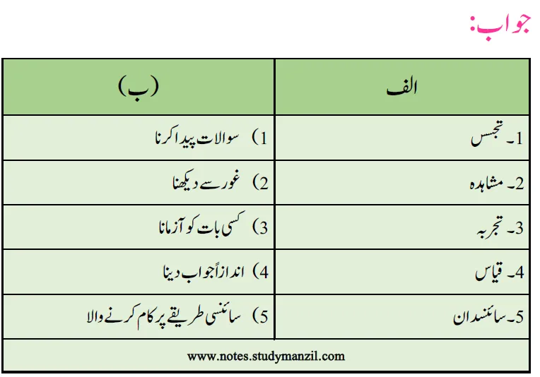 Notes For Class 6 Science Chapter-1 Science Ki Hairat Angez Dunya| ششم جماعت سائنس نوٹس سبق سائنس کی حیرت انگیز دنیا 4 - Study Manzil Notes Notes For Class 6 Science Chapter-1 Science Ki Hairat Angez Dunya | ششم جماعت سائنس نوٹس سبق سائنس کی حیرت انگیز دنیا | www.notes.studymanzil.com