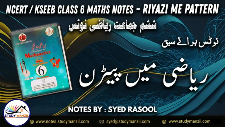 NCERT Solutions For Class 6 Maths Chapter-1 Riyazi Me Pattern| ششم جماعت ریاضی نوٹس سبق ریاضی میں پیٹرن 2 - Study Manzil Notes Notes For Class 6 Maths Chapter-1 Riyazi Me Pattern | ششم جماعت ریاضی نوٹس سبق ریاضی میں پیٹرن | www.notes.studymanzil.com