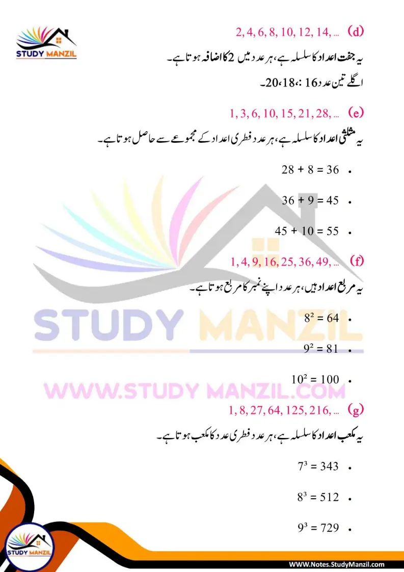 NCERT Solutions For Class 6 Maths Chapter-1 Riyazi Me Pattern| ششم جماعت ریاضی نوٹس سبق ریاضی میں پیٹرن 7 - Study Manzil Notes Notes For Class 6 Maths Chapter-1 Riyazi Me Pattern | ششم جماعت ریاضی نوٹس سبق ریاضی میں پیٹرن | www.notes.studymanzil.com
