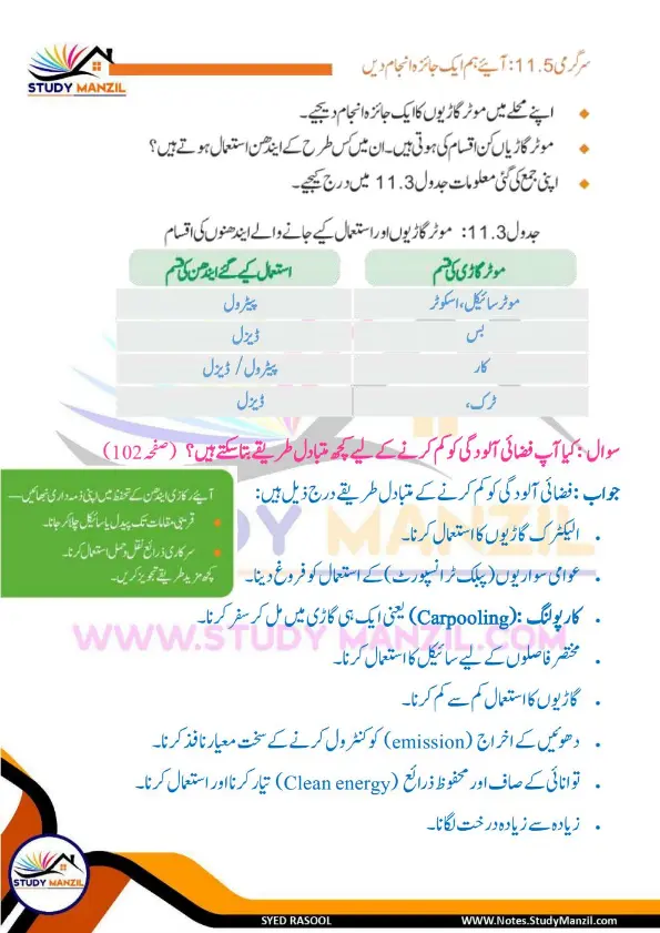 Notes For Class 6 Science Chapter 11 Qudrat k Khazane | ششم جماعت سائنس نوٹس سبق قدرت کے خزانے | www.notes.studymanzil.com