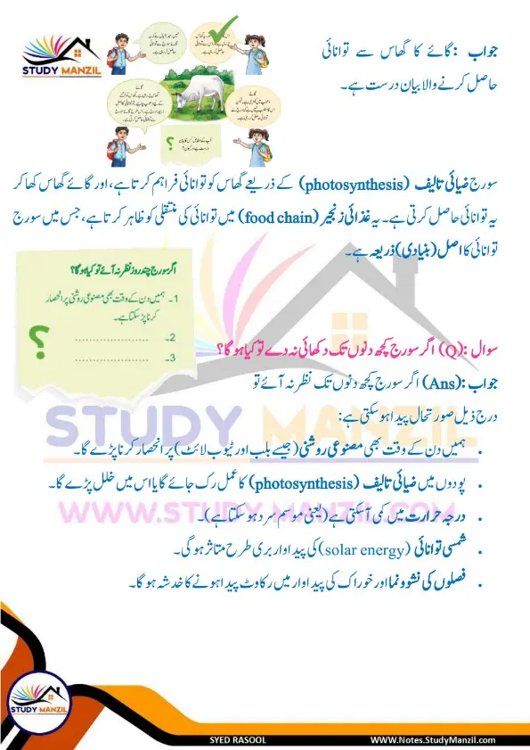 Notes For Class 6 Science Chapter 11 Qudrat k Khazane | ششم جماعت سائنس نوٹس سبق قدرت کے خزانے | www.notes.studymanzil.com