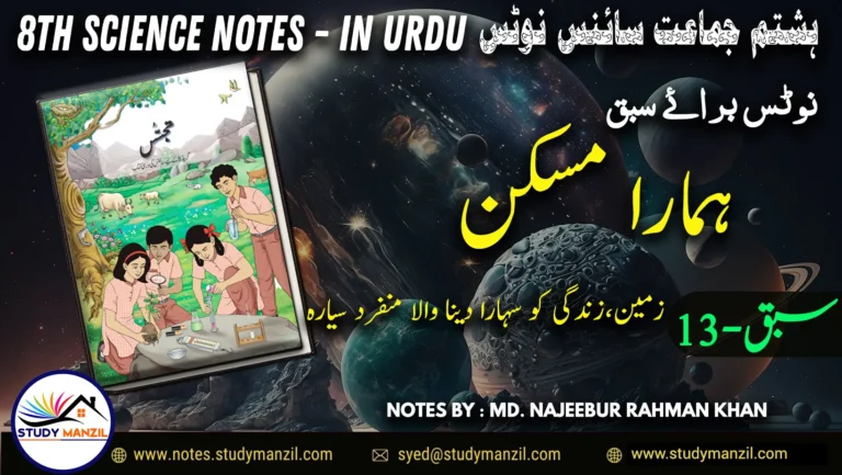 Notes For Class 8 Science Chapter-13 Hamara Maskan | ہشتم جماعت سائنس نوٹس سبق ہمارا مسکن 2 - Study Manzil Notes Notes For Class 8 Science Chapter-13 Hamara Maskan | ہشتم جماعت سائنس نوٹس سبق ہمارا مسکن| www.notes.studymanzil.com