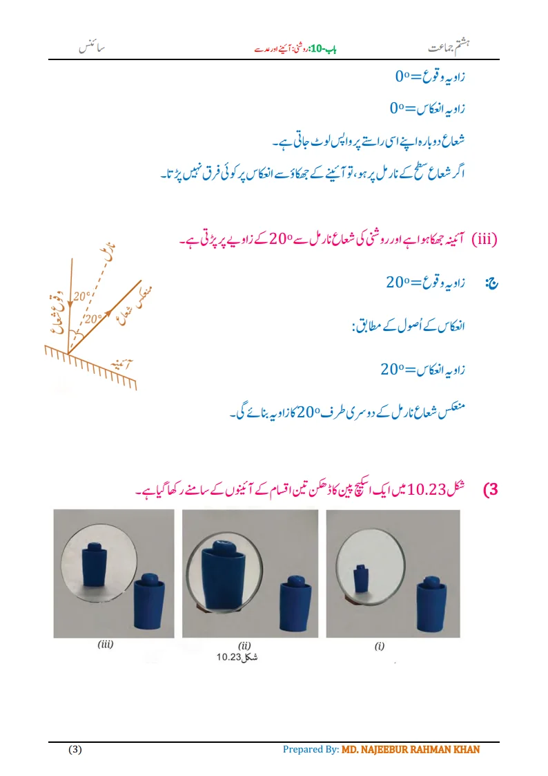 Notes For Class 8 Science Chapter-10 Roshni Aine aur Adse | ہشتم جماعت سائنس نوٹس سبق روشنی: آئینے اور عدسے 5 - Study Manzil Notes Notes For Class 8 Science Chapter-10 Roshni Aine aur Adse| ہشتم جماعت سائنس نوٹس سبق روشنی: آئینے اور عدسے | www.notes.studymanzil.com