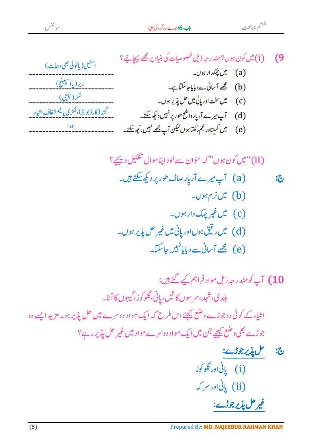 Notes For Class 6 Science Chapter-6 Hamare ird gird ki ashya | ششم جماعت سائنس نوٹس سبق ہمارے ارد گرد کی اشیاء 7 - Study Manzil Notes Notes For Class 6 Science Chapter-6 Hamare ird gird ki ashya | ششم جماعت سائنس نوٹس سبق ہمارے ارد گرد کی اشیاء | www.notes.studymanzil.com