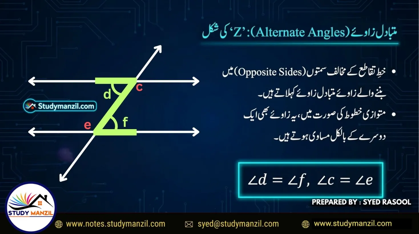 NCERT Solutions For Class 7 Maths Chapter-5 Mutvazi Aur Mutqata Khutoot | ہفتم جماعت ریاضی نوٹس سبق متوازی اور متقاطع خطوط 11 - Study Manzil Notes NCERT Solutions For Class 7 Maths Chapter-5 Mutvazi Aur Mutqata Khutoot | ہفتم جماعت ریاضی نوٹس سبق متوازی اور متقاطع خطوط