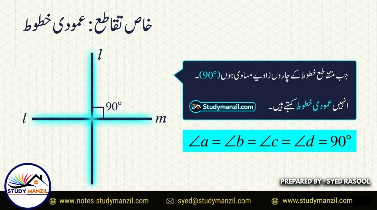NCERT Solutions For Class 7 Maths Chapter-5 Mutvazi Aur Mutqata Khutoot | ہفتم جماعت ریاضی نوٹس سبق متوازی اور متقاطع خطوط 6 - Study Manzil Notes NCERT Solutions For Class 7 Maths Chapter-5 Mutvazi Aur Mutqata Khutoot | ہفتم جماعت ریاضی نوٹس سبق متوازی اور متقاطع خطوط